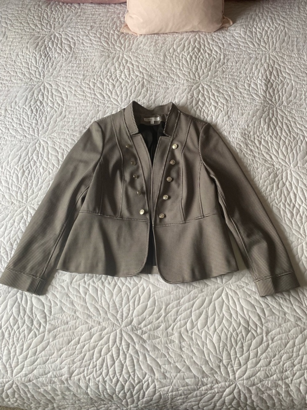 NWT Structured Black & White Houndstooth Double-Breasted Blazer - Picture 3 of 8